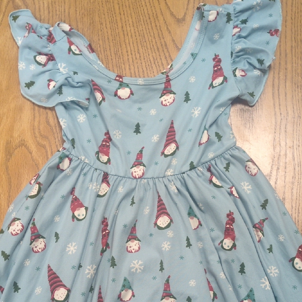 Dot Dot Smile Teal Dress with Whimsical Print